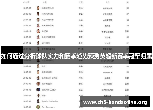 如何通过分析球队实力和赛季趋势预测英超新赛季冠军归属 如何通过分析球队实力和赛季趋势预测英超新赛季冠军归属